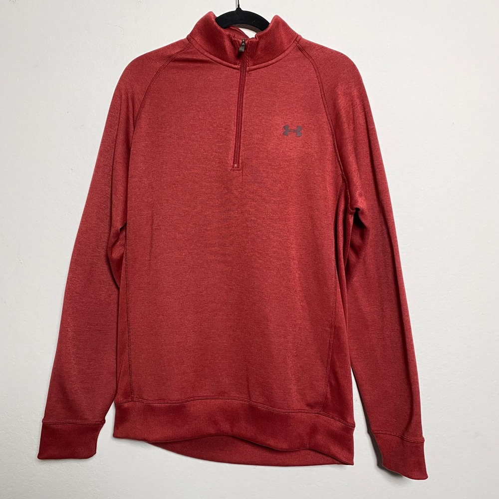 Under Armour ColdGear 1/4 Zip Pullover Maroon Red Mens Large Athleisure Outdoor